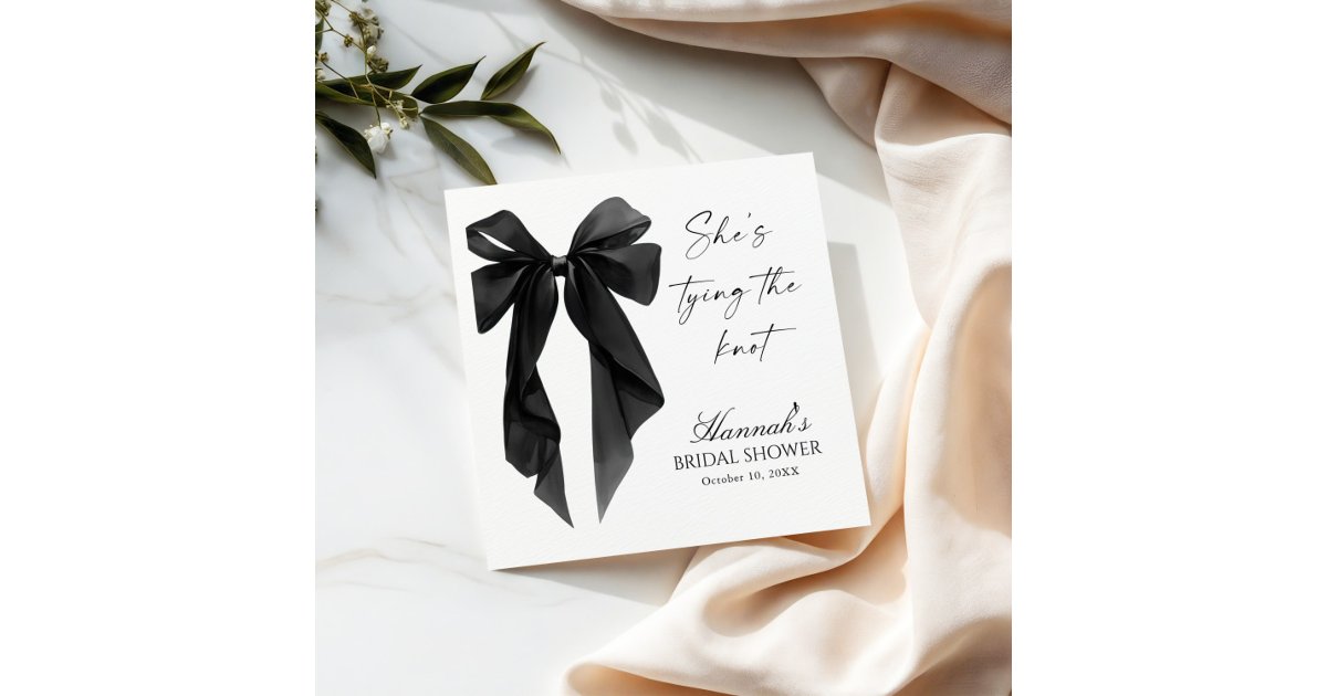 Elegant Black Bow Bridal Shower Napkins | Zazzle