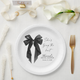 Elegant Black Bow Bridal Shower Paper Plates