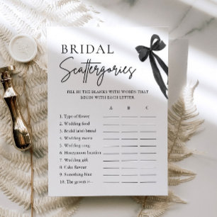Elegant Black Bow Bridal Shower Scattergories Game Invitation