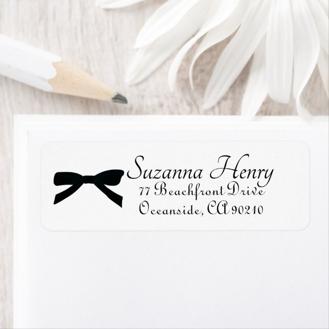 Elegant Black Bow Classy Handwriting Label (Insitu)