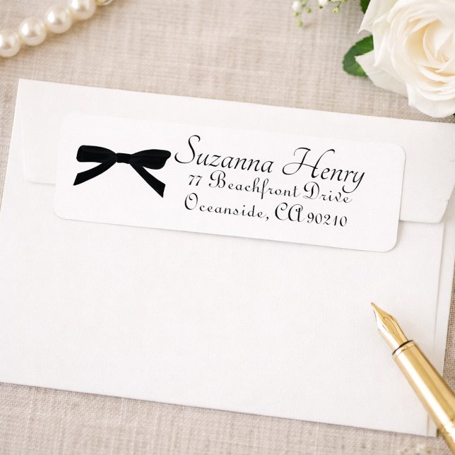 Elegant Black Bow Classy Handwriting Label (Creator Uploaded)