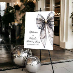 Elegant Black Bow Coquette Birthday Welcome Foam Board