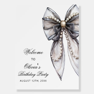 Elegant Black Bow Coquette Birthday Welcome Foam Board