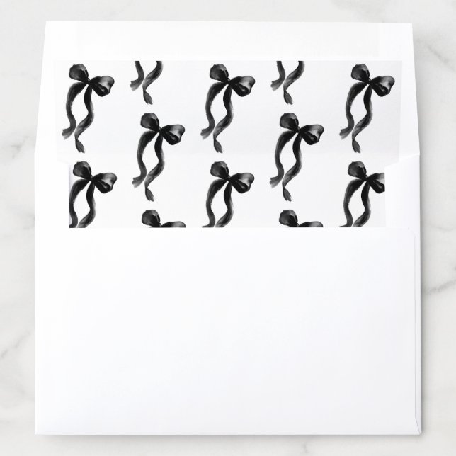 Elegant Black Bow Coquette Bridal Shower Envelope Liner (In Envelope)