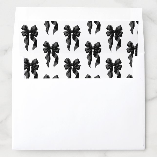 Elegant Black Bow Coquette Bridal Shower Envelope Liner (In Envelope)