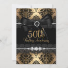 Elegant Black Bow & Damask Gold 50th Anniversary 2