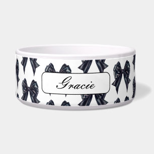 Elegant Black Bow Dog Bowl
