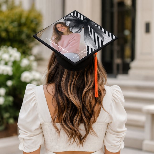 Elegant Black Bow Graduation Cap Topper (Black Bow Graduation Cap topper)