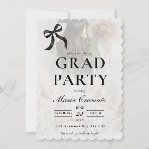 Elegant Black Bow Graduation Party Invitation