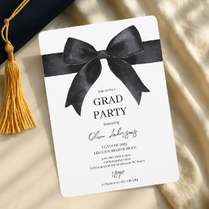 Elegant Black Bow Graduation Party  Invitation