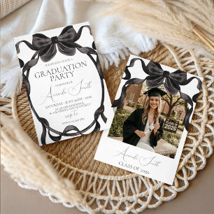 Elegant Black Bow Graduation Party Invite