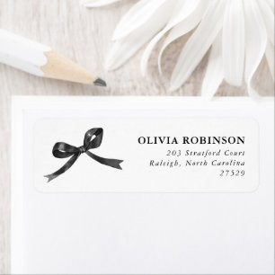 Elegant Black Bow Graduation Return Address Label