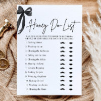 Elegant Black Bow Honey Do List Bridal Shower Game