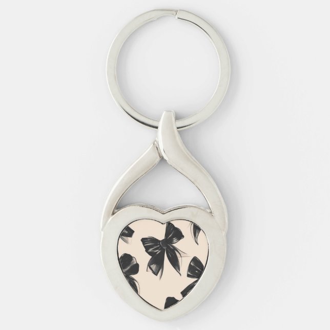 Elegant Black Bow Pattern iPhone Case  Keychain (Front)