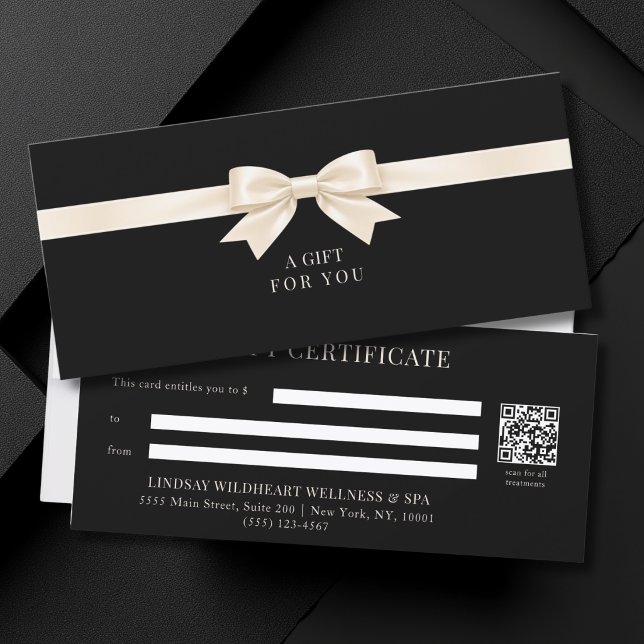Elegant Black Bow QR Code Gift Certificate (Elegant Black Bow QR Code Gift Certificate)