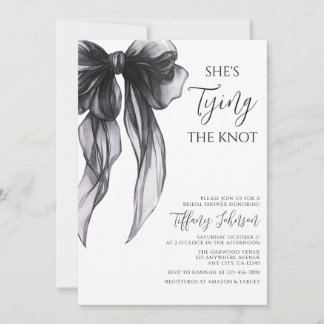 Elegant Black Bow She’s Tying the Knot Bridal Show Invitation