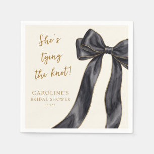 Elegant Black Bow She's Tying the Knot Shower  Napkins