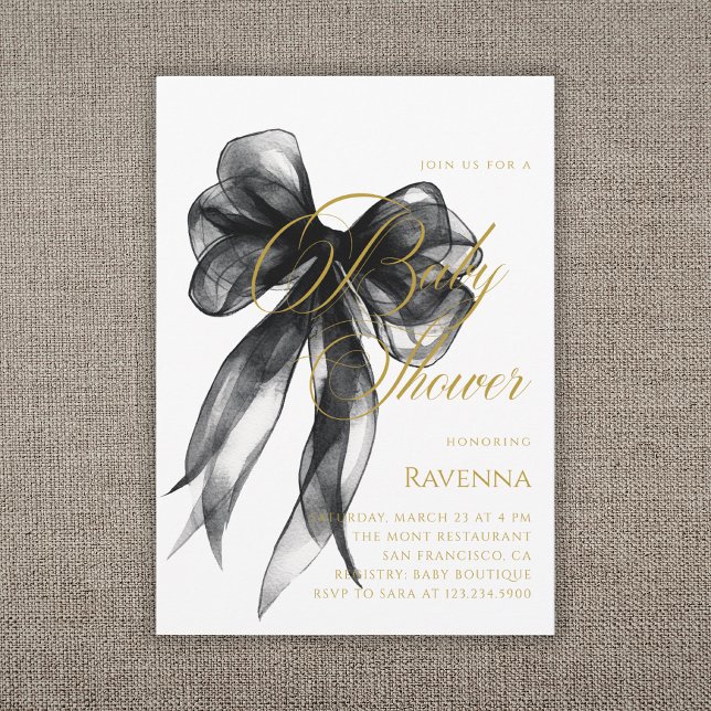 Elegant Black Bow Simple Template Baby Shower (Creator Uploaded)