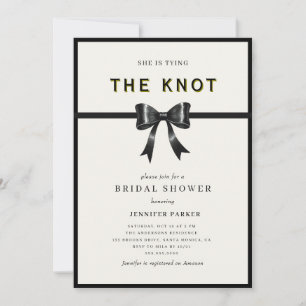 Elegant Black Bow Tying the knot Bridal Shower Invitation