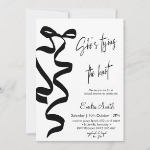 Elegant Black bow tying the knot bridal shower Invitation