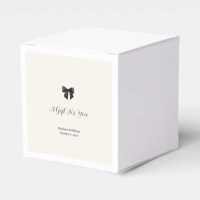 Elegant Black Bow Wedding Favor Boxes (Front Side)