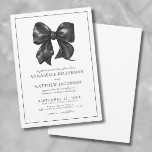 Elegant Black Bow Wedding Invitation