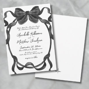 Elegant Black Bow Wedding Invitation