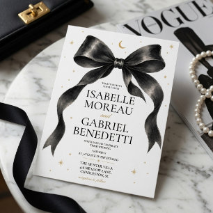 Elegant Black Bow Wedding Luxury  Invitation