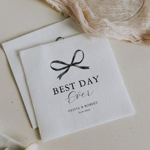 Elegant Black Bow Wedding Napkins
