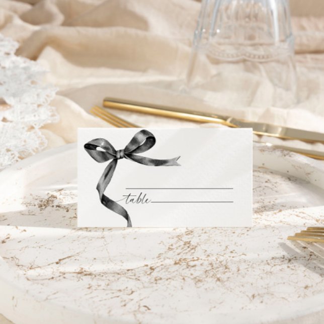 Elegant Black Bow Wedding  Place Card (Creator Uploaded)