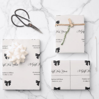 Elegant Black Bow Wedding Wrapping Paper