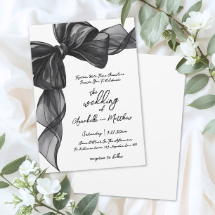 Elegant Black Bow Whimsical Wedding Invitation