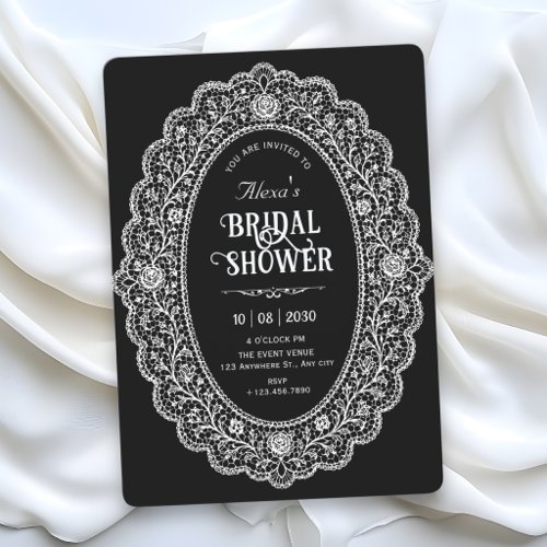 Elegant black bridal shower invitation