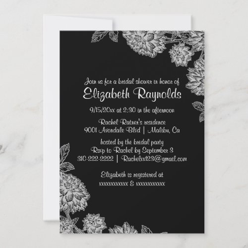 Elegant Black Bridal Shower Invitations