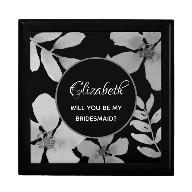 Elegant Black Bridesmaid Proposal Box (Front)