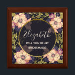 Elegant Black Bridesmaid Proposal Box<br><div class="desc">Rustic,  modern,  elegant,  botanical chic black Bridesmaid proposal box with watercolor blush pink flowers.</div>