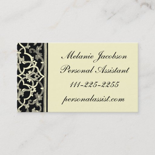 Customizable Elegant Black Brocade border business card