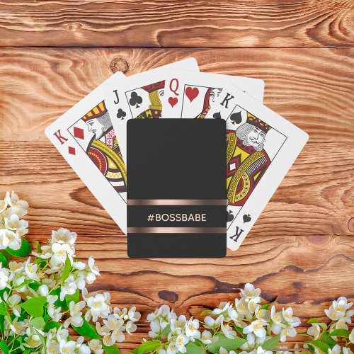 Elegant black bronze bossbabe motivational poker cards
