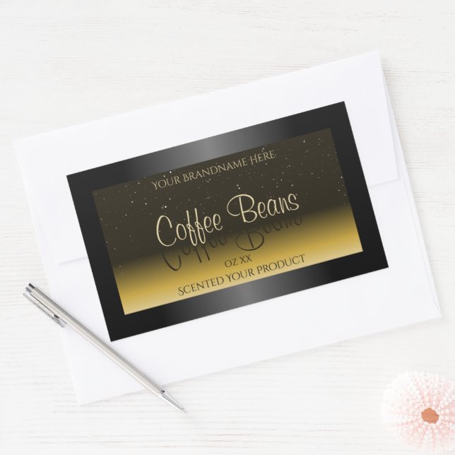 Elegant Black Brown Beige Gradient Product Labels (Envelope)