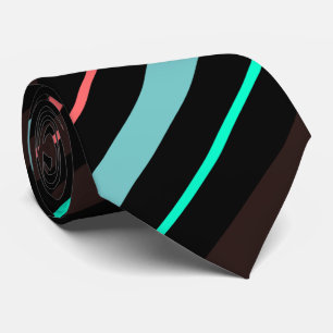 Elegant Black Brown Blue Stripes Groom Gift Neck Tie