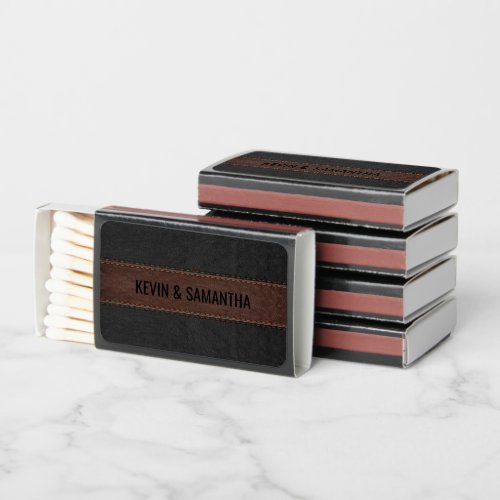 Elegant Black  Brown Vintage Leather Matchboxes