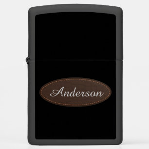 Elegant Black & Brown Vintage Leather Zippo Lighter