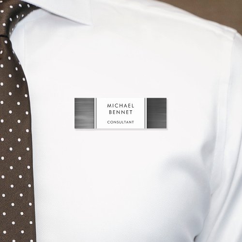 Elegant Black Brushed Metallic Business Name Tag