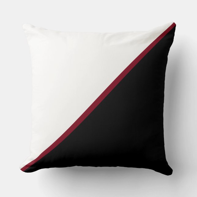 Elegant Black Burgundy and White Throw Pillow (Front)