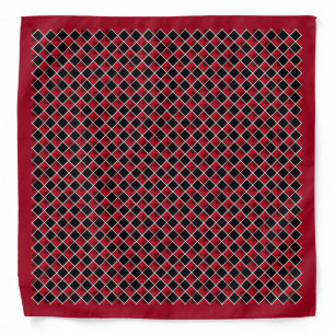 Elegant black & burgundy red diamond pattern bandana