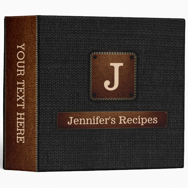 Elegant Black Burlap Look Binder (Front/Spine)