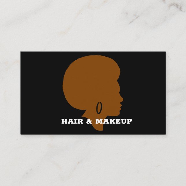 Elegant black business card afro hairstyle  (Front)