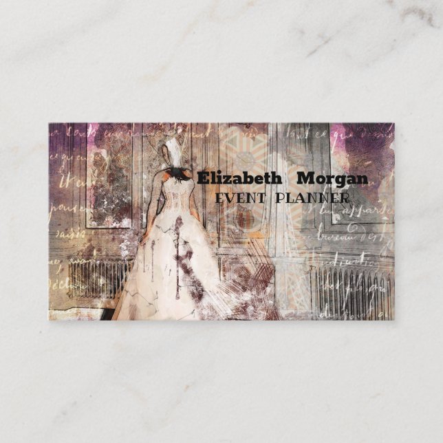 Elegant black business card wedding planner (Front)