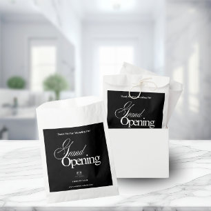 Elegant Black Business Logo Calligraphy Thank You Favor Bag