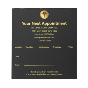 Elegant Black Caduceus Medical Surgery Emblem Notepad
